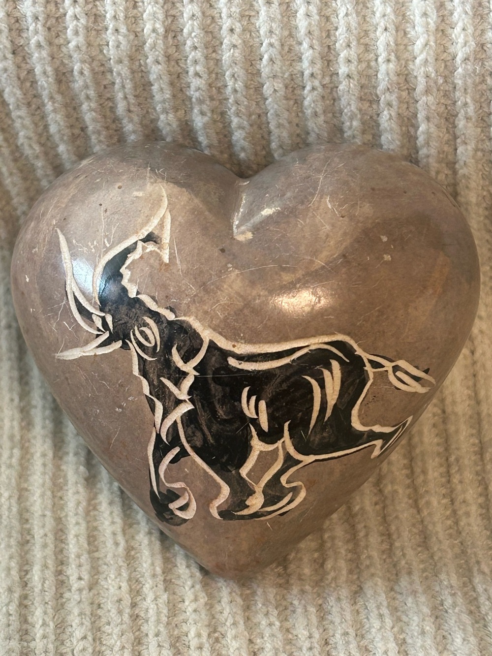 Hand-Carved Kisii Soapstone Heart Paperweight